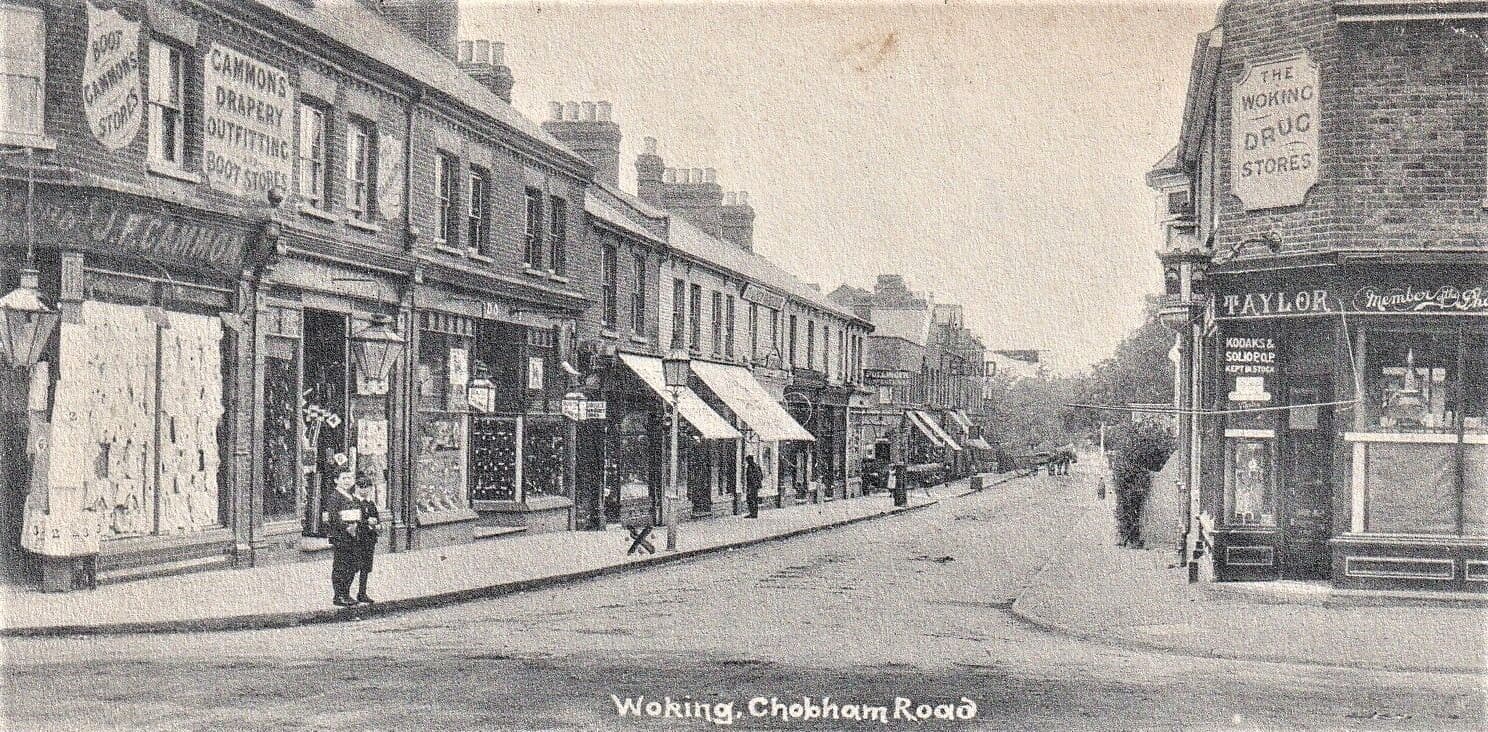 Historic 1903 postcard of Chobham Road, Woking